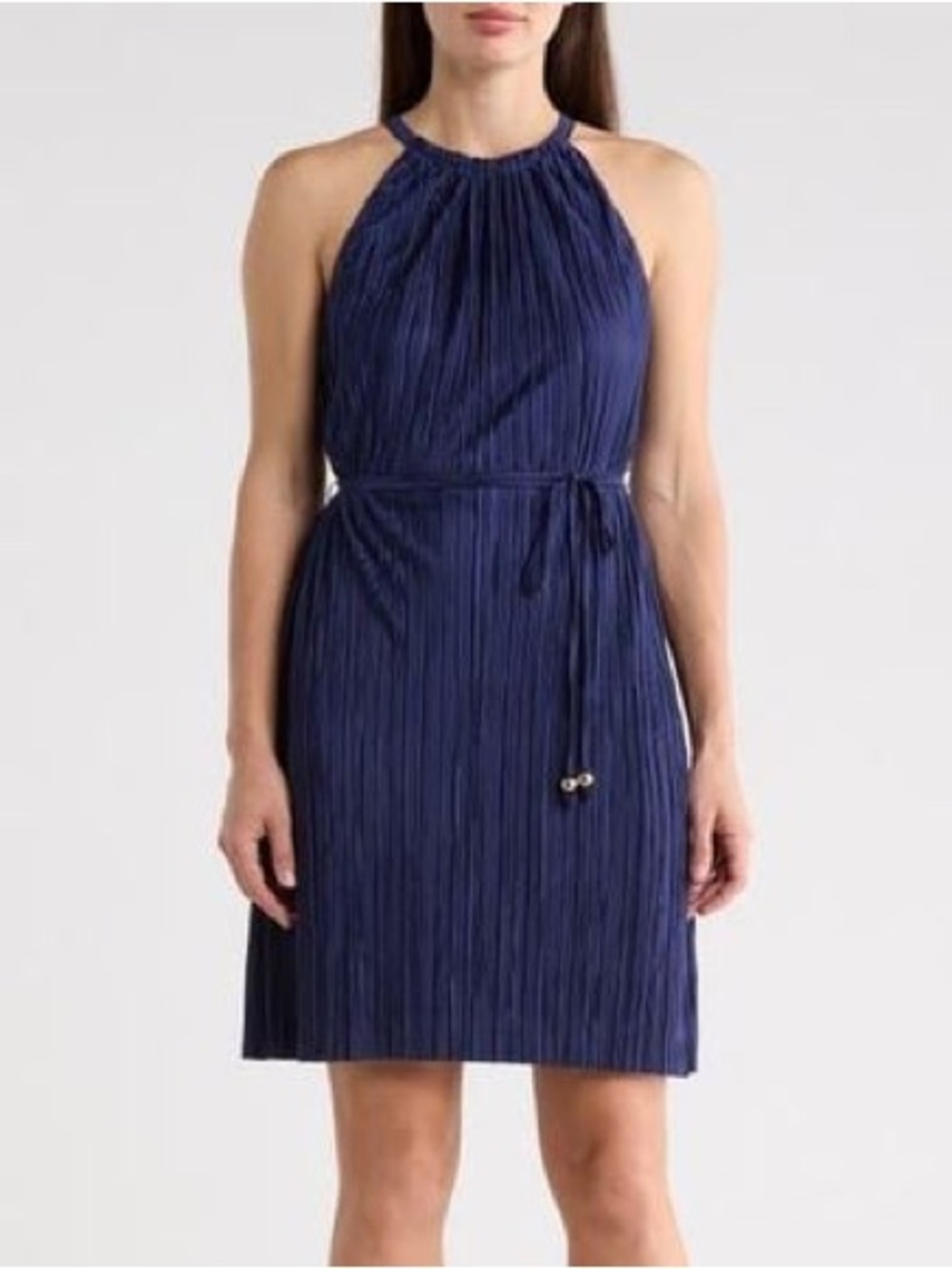 Vince Camuto Women's Navy Blue High Neck Sleeveless Dress SZ L